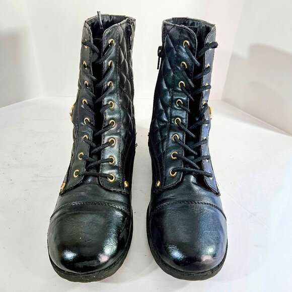 G by Guess Shoes - G By Guess Moto Combat Lace Up Mid Calf Black Women Boots. Size 8.5M